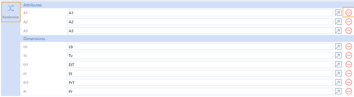 Example of an assembly file with two highlighted icons in dashboard with a yellow highlight around the randomize and reset icon.